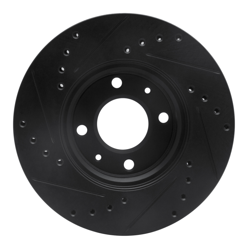 Dodge Attitude Brake Rotor (1) - Front Right - R1 Concepts - Drilled & Slotted - Black - `12-`25